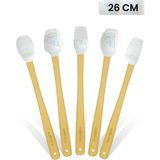Valletta Indigo 5'li Gri Mermer Bambu Silikon Spatula Seti Uzun 26 cm
