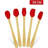 valletta Indigo 5'li Kırmızı Bambu Silikon Spatula Seti Uzun 26 Cm - 5 Parça 26 cm