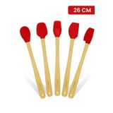 valletta Indigo 5'li Kırmızı Bambu Silikon Spatula Seti Uzun 26 Cm