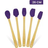valletta Indigo 5'li Mor Bambu Silikon Spatula Seti Uzun 26 Cm - 5 Parça 26 cm