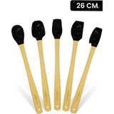 Valletta Indigo 5'li Siyah Noktalı Bambu Silikon Spatula Seti Uzun 26 cm
