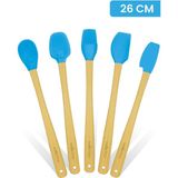 valletta Indigo 5'li Turkuaz Bambu Silikon Spatula Seti Uzun 26 Cm - 5 Parça 26 cm
