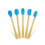 valletta Indigo 5'li Turkuaz Bambu Silikon Spatula Seti Uzun 26 Cm