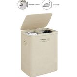 valletta Paloma 100l Çift Yıkanabilir Bölmeli Katlanabilir Kumaş Kirli Çamaşır Sepeti Cappuccino Beige