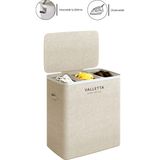 Valletta Paloma 120L Üç Yıkanabilir Bölmeli Katlanabilir Kumaş Kirli Çamaşır Sepeti Cappuccino Beige XL - Cappuccino - Bej