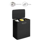 Valletta Paloma 120L Üç Yıkanabilir Bölmeli Katlanabilir Kumaş Kirli Çamaşır Sepeti Ink Black