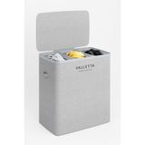 valletta Paloma 120l Üç Yıkanabilir Bölmeli Katlanabilir Kumaş Kirli Çamaşır Sepeti Light Gray
