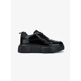 Valmenti Erkek Hakiki Deri Siyah Kırışık Rugan Sneakers & Spor Ayakkabı