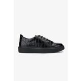 Valmenti Erkek Hakiki Deri Siyah Kroko Sneakers
