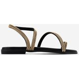 Valmenti Kadın Hakiki Deri Black/gold Düz Sandalet 1141 740 Bn Sndlt Y26 Black/gold - Siyah - Gold