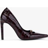 Valmenti Kadın Hakiki Deri Bordo Stiletto Ayakkabı 1138 4930 Bn Ayk SK25-26 Bordo Kroko
