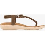 Valmenti Kadın Hakiki Deri Camel Düz Sandalet 1141 7525-RR1 Bn Sndlt Y26 Camel/strass
