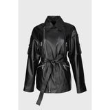 Valmenti Kadın Siyah Deri Deri Mont 616 3906 Bn Derımont Y24 - 2XL