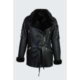 Valmenti Kadın Siyah Hakiki Deri Deri Mont 616 6518 Bn Derımont SK23/24 - XL
