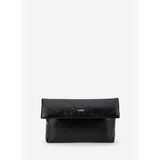 Valmenti Kadın Suni Deri Siyah Kırışık Rugan Clutch Çanta