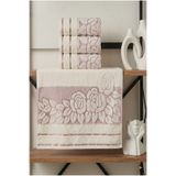 Valmia Home 3'lü Çeyizlik Gül Desenli Kadife El ve Yüz Havlusu Seti 50x90 cm