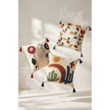 Valmia Home 3'lü Set Punch Nakışlı Dekoratif Püsküllü Kırlent Kılıfı - Bohem Sonbahar Temalı 42x42 cm