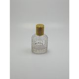 Valor Boş Şeffaf Cam Parfüm Şişesi, Kolay Doldurulabilir, Dekoratif Kristal Tasarımlı, Altın Kapaklı 50ML