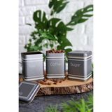Valor Evle-Metal Çay, Kahve, Şeker Saklama Kutusu 3 Lü Set 7.5 x 7.5 x 10.2 Cm, Silver (Silver)