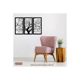 VALOR MAKİNA TASARIM 3 LÜ AĞAÇ YAPRAK TABLO SİYAH 80 x 52