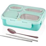 Valor Vagonlife Bento 950ML Lunchbox Tek Katlı 4 Bölmeli Çelik Sefer Tası Yemek Kutusu (Turkuaz)
