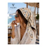 Valora Deniz Temalı Saten Bandana – Yaz Desenli Deniz Kabuklu Kare Fular, Saç Bandı, Boyun Fuları, Çanta Aksesuarı, Plaj Kombin Aksesuarı