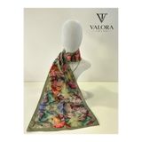 Valora Trend | İpeksi Saten Pastel Yaprak Desenli Multi Renkli Fular