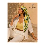 Valora Trend Limon Desenli Saten Fular 72x72 cm Kare Fular Kadın Boyun Fuları Saç Fuları Yazlık Şık Aksesuar