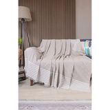 Valoroso Tekstil Pamuklu Püsküllü Elmas Desenli Koltuk Örtüsü 170X210 cm | Dekoratif Kanepe, Yatak ve Tv Örtüsü - 170 x 210 cm - Bej