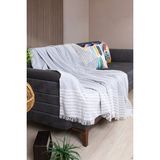 Valoroso Tekstil Pamuklu Püsküllü Elmas Desenli Koltuk Örtüsü 170X210 cm | Dekoratif Kanepe, Yatak ve Tv Örtüsü - 170 x 210 cm - Gri