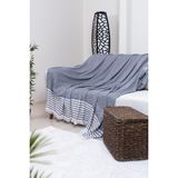 Valoroso Tekstil Pamuklu Püsküllü Elmas Desenli Koltuk Örtüsü 170X210 cm | Dekoratif Kanepe, Yatak ve Tv Örtüsü - 170 x 210 cm - Siyah