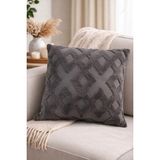 Valoroso Tekstil Wellsoft Punch Panç Desen Fermuarlı Kırlent Kılıfı – Kabartmalı Dekoratif Kırlent Kılıfı - 43 x 43 cm - Antrasit