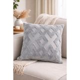 Valoroso Tekstil Wellsoft Punch Panç Desen Fermuarlı Kırlent Kılıfı – Kabartmalı Dekoratif Kırlent Kılıfı - 43 x 43 cm - Gri