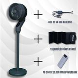 Vals 3D Salınım 12 Hız Iyonizer Güneş Paneli Powerbank USB Kablo Full Paket Antrasit Valstronot TJVGH6ZBRL-K1Y1