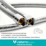 Valtemo 150 cm Çelik Krom, Sık Örgülü, Çift Kenetli, Ultra Dayanıklı Fıskiye Hortumu Vs-208