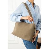 Valu Accessorize Ravenna Süet Mıknatıs Kapamalı Fermuarlı Iç Bölme Büyük Boy Shopper Kadın Omuz Çantası - Vizon