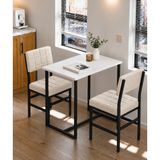 Valu Home 2 Kişilik Mutfak Masa Takımı Masa ve Sandalye Seti Balkon Masası Cafe Masa Takımı Yemek Masası Seti Krem Sandalye - Beyaz