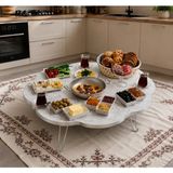 Valu Home 90 cm Papatya Yer Sofrası Katlanabilir Yer Masası Orta Sehpa Kahvaltı Sofrası - Gümüş