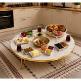 Valu Home 90 cm Yuvarlak Yer Sofrası Katlanabilir Yer Masası Orta Sehpa Kahvaltı Masası Çay Sofrası - Altın