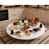 Valu Home 90 cm Yuvarlak Yer Sofrası Katlanabilir Yer Masası Orta Sehpa Kahvaltı Masası Çay Sofrası - Beyaz
