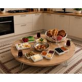 Valu Home 90 cm Yuvarlak Yer Sofrası Katlanabilir Yer Masası Orta Sehpa Kahvaltı Masası Çay Sofrası - Çam