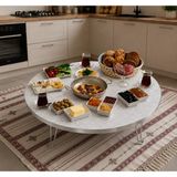 Valu Home 90 cm Yuvarlak Yer Sofrası Katlanabilir Yer Masası Orta Sehpa Kahvaltı Masası Çay Sofrası - Gümüş