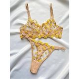 Valunor Floral Sarı Kadın Iç Giyim Takımı Fantazi Dantelli Bralet & Tanga Takım - 90B
