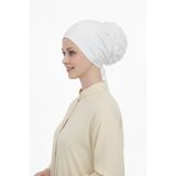 VALURESS Beyaz Tül Fırfırlı Bone Kaymayan Topuz Bonesi Dikişsiz | Konforlu Şık Pratik Bone