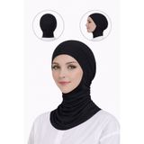 VALURESS Kadın Tesettür Pratik Boyunluklu Ninja Bone Siyah Sporcu Bone