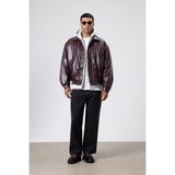 Vamos Basıc Suni Deri Oversize Ceket Bordo