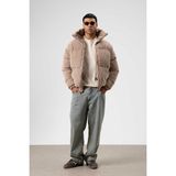 Vamos Oversize Kadife Şişme Mont Bej