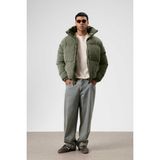 Vamos Oversize Kadife Şişme Mont Haki