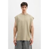 Vamos Oversize Kolsuz Basic Tişört Haki - XL