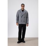 Vamos Oversize Kruvaze Kısa Kaşe Ceket Gri - XL